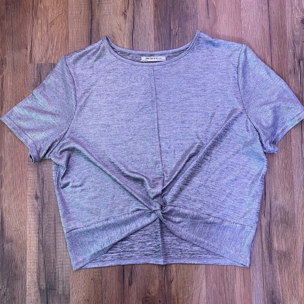 Zara Trafaluc silver twist front crop. Size small